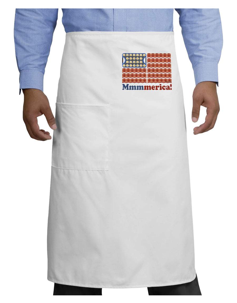 American Breakfast Flag - Bacon and Eggs - Mmmmerica Adult Bistro Apron-Bistro Apron-TooLoud-White-One-Size-Adult-Davson Sales