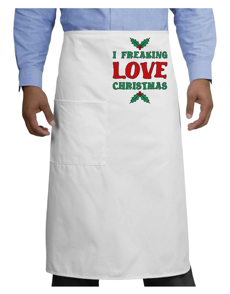 I F-ing Love Christmas Funny Adult Bistro Apron-Bistro Apron-TooLoud-White-One-Size-Adult-Davson Sales