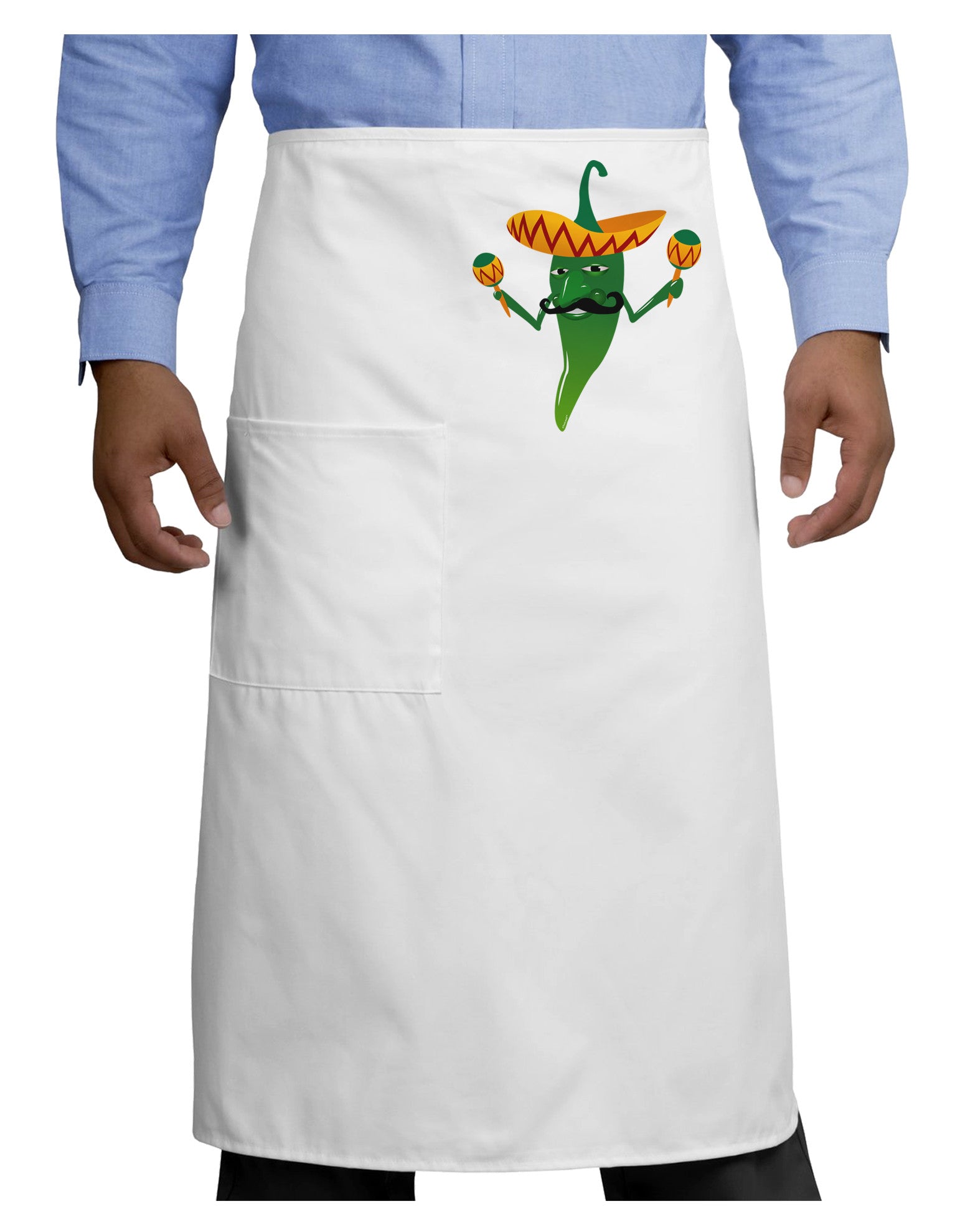 Green Hot Mexican Chili Pepper Adult Bistro Apron-Bistro Apron-TooLoud-White-One-Size-Adult-Davson Sales