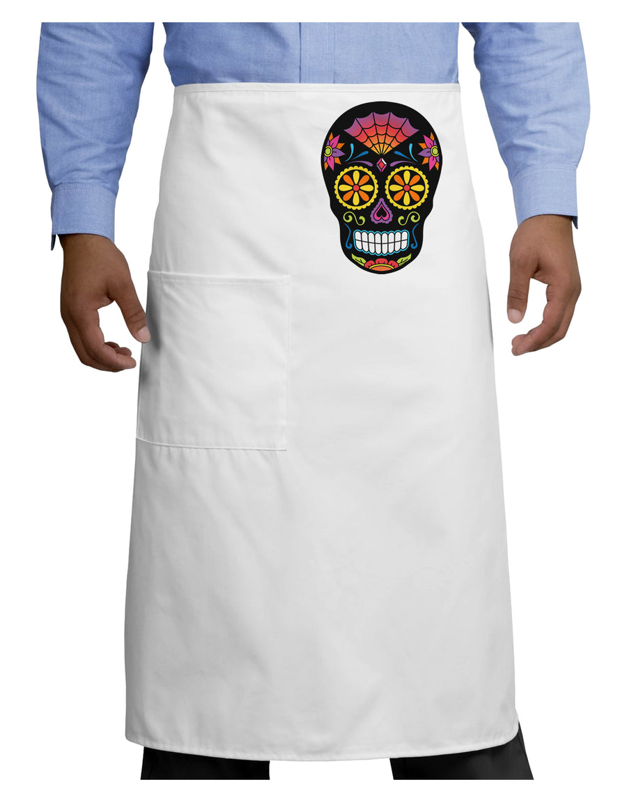 Version 2 Black Day of the Dead Calavera Adult Bistro Apron-Bistro Apron-TooLoud-White-One-Size-Adult-Davson Sales