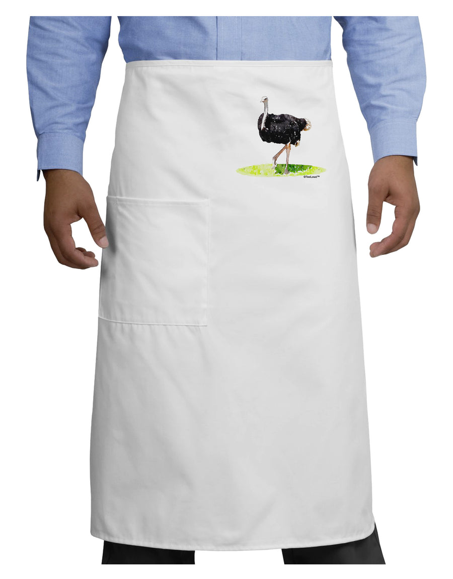 Ostrich Watercolor Adult Bistro Apron-Bistro Apron-TooLoud-White-One-Size-Adult-Davson Sales