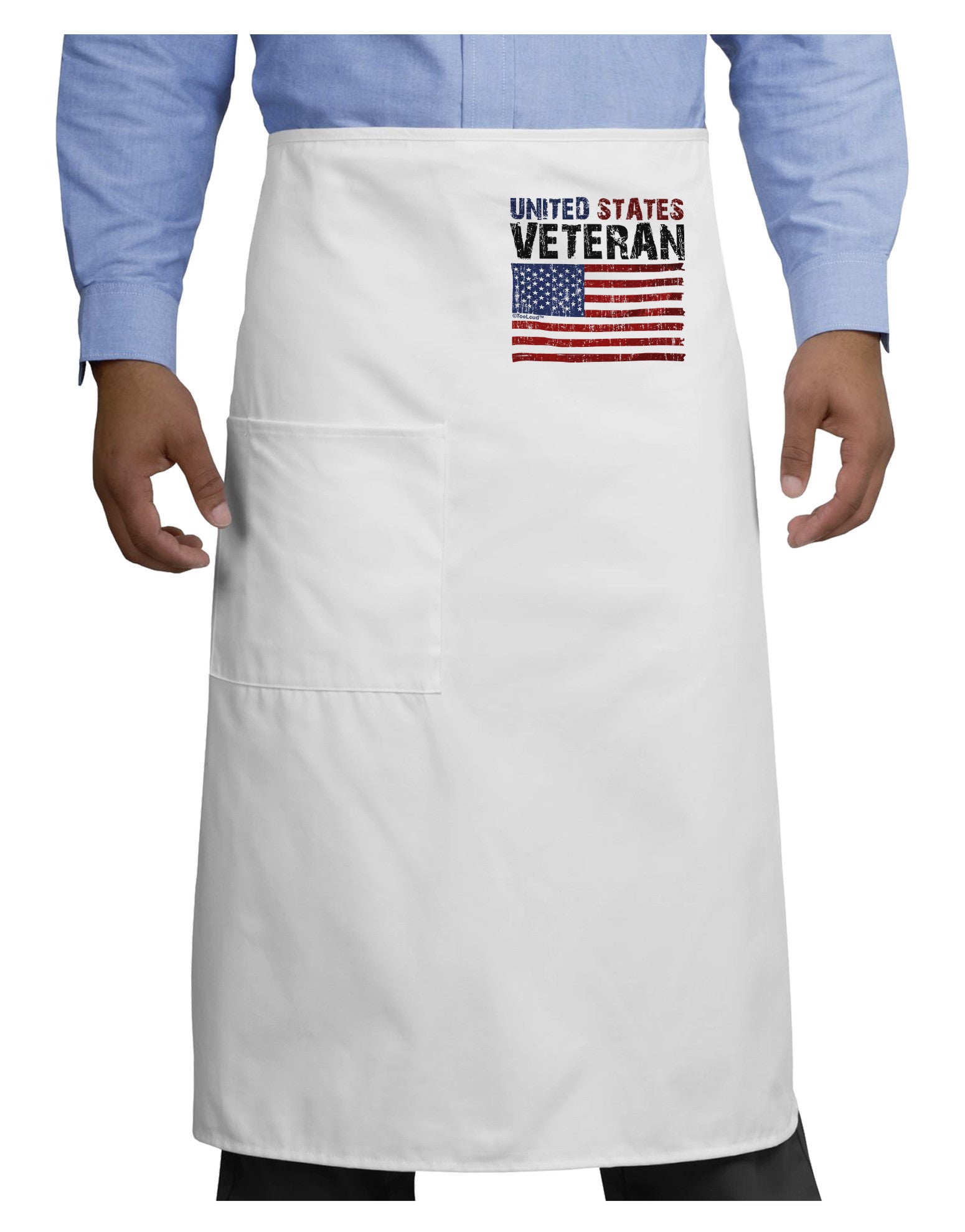 US Veteran Distressed Adult Bistro Apron-Bistro Apron-TooLoud-White-One-Size-Adult-Davson Sales
