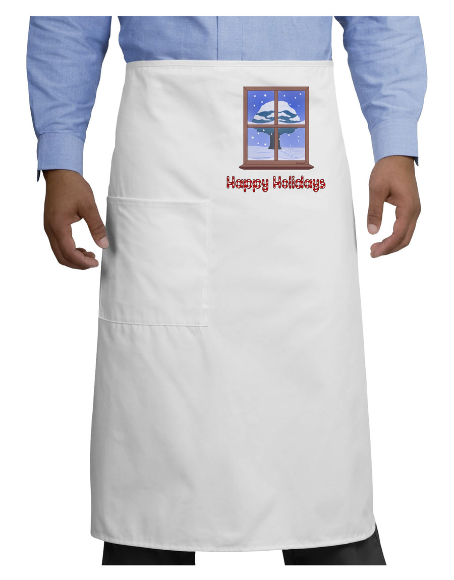 Frosty Window - Happy Holidays Adult Bistro Apron-Bistro Apron-TooLoud-White-One-Size-Adult-Davson Sales