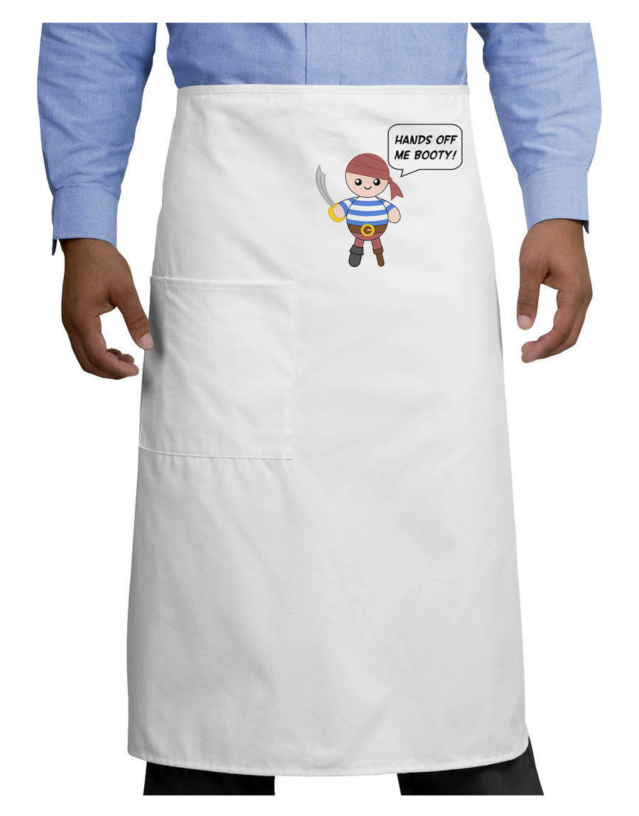 Hands Off Me Booty - Petey the Pirate Adult Bistro Apron-Bistro Apron-TooLoud-White-One-Size-Adult-Davson Sales