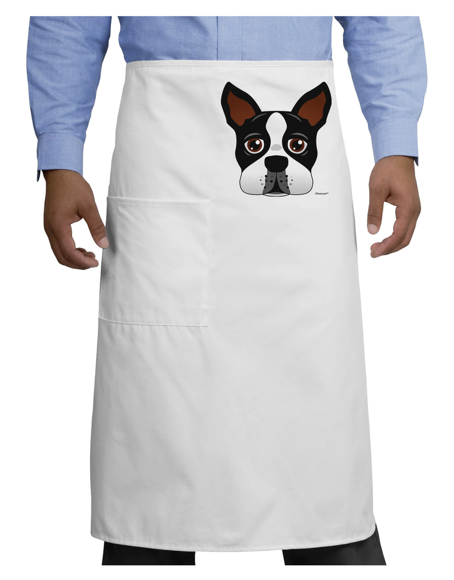 Cute Boston Terrier Dog Face Adult Bistro Apron-Bistro Apron-TooLoud-White-One-Size-Adult-Davson Sales