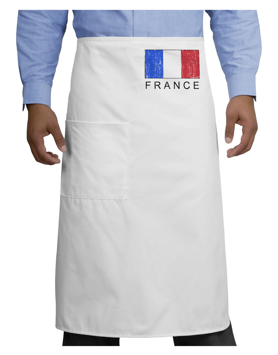 French Flag - France Text Distressed Adult Bistro Apron by TooLoud-Bistro Apron-TooLoud-White-One-Size-Adult-Davson Sales