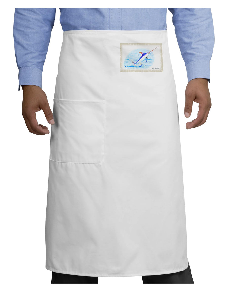 Swordfish Watercolor Adult Bistro Apron-Bistro Apron-TooLoud-White-One-Size-Adult-Davson Sales