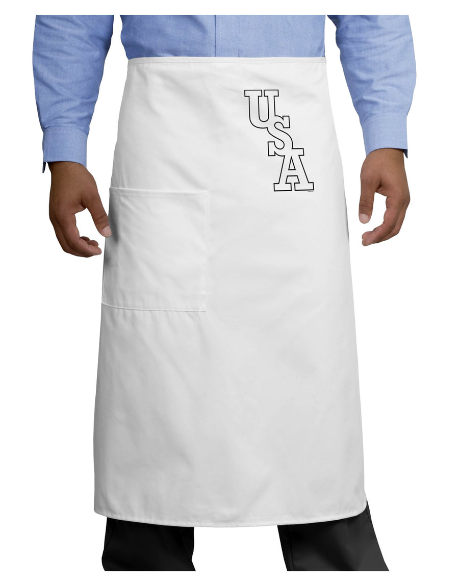 USA Text Adult Bistro Apron-Bistro Apron-TooLoud-White-One-Size-Adult-Davson Sales