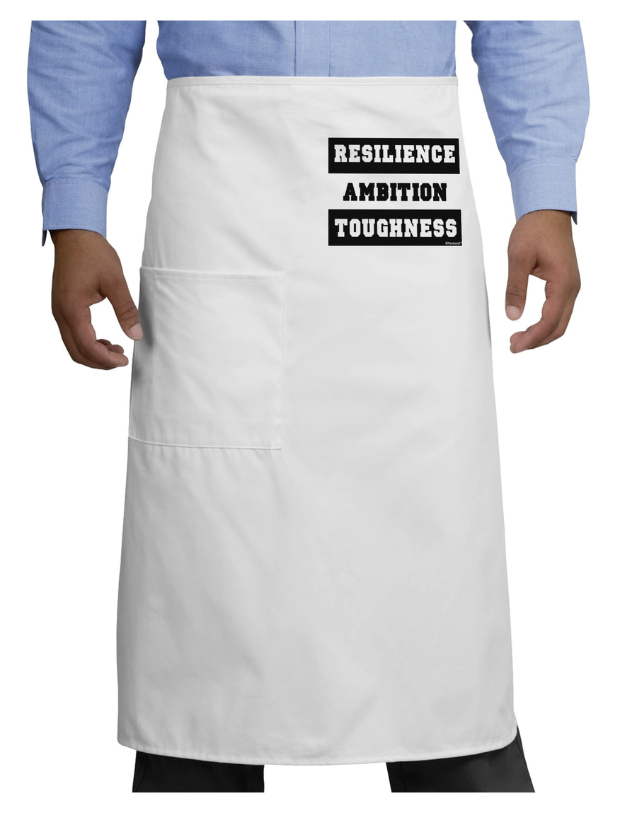 RESILIENCE AMBITION TOUGHNESS Adult Bistro Apron-Bistro Apron-TooLoud-White-One-Size-Adult-Davson Sales
