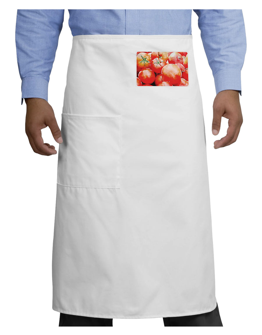 Watercolor Tomatoes Adult Bistro Apron-Bistro Apron-TooLoud-White-One-Size-Adult-Davson Sales