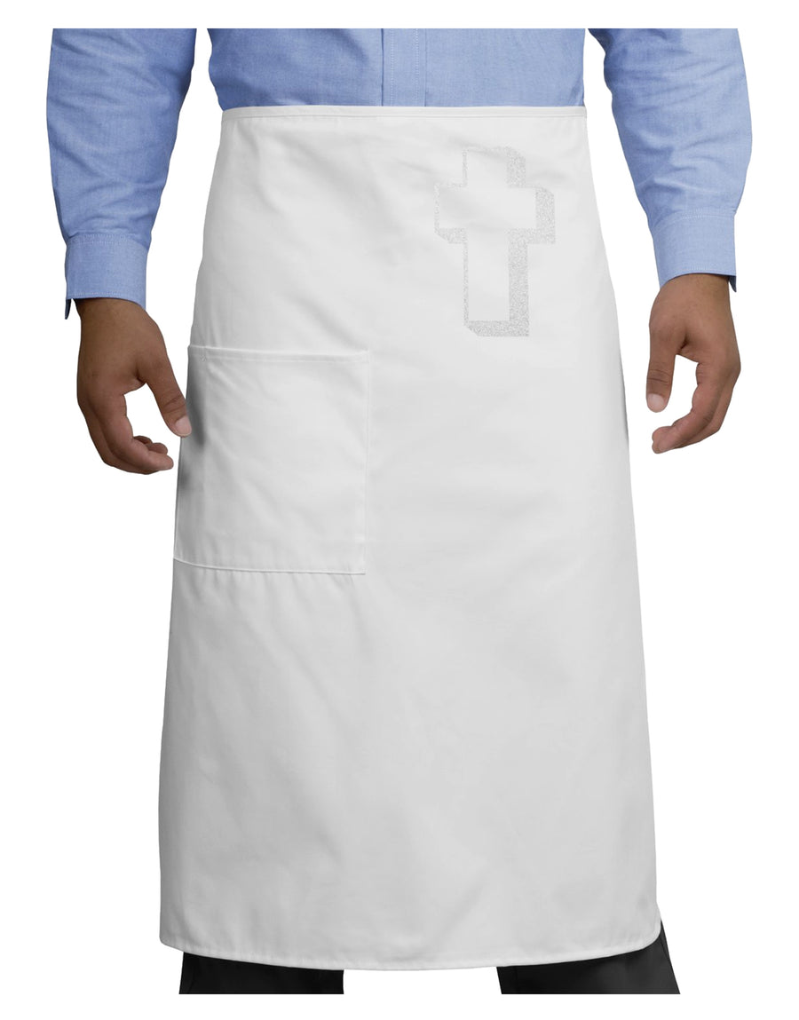 Simple Cross Design Glitter - White Adult Bistro Apron by TooLoud-Bistro Apron-TooLoud-White-One-Size-Adult-Davson Sales