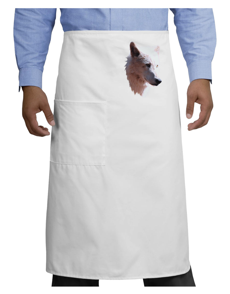 Magnificent White Wolf Head Adult Bistro Apron-Bistro Apron-TooLoud-White-One-Size-Adult-Davson Sales