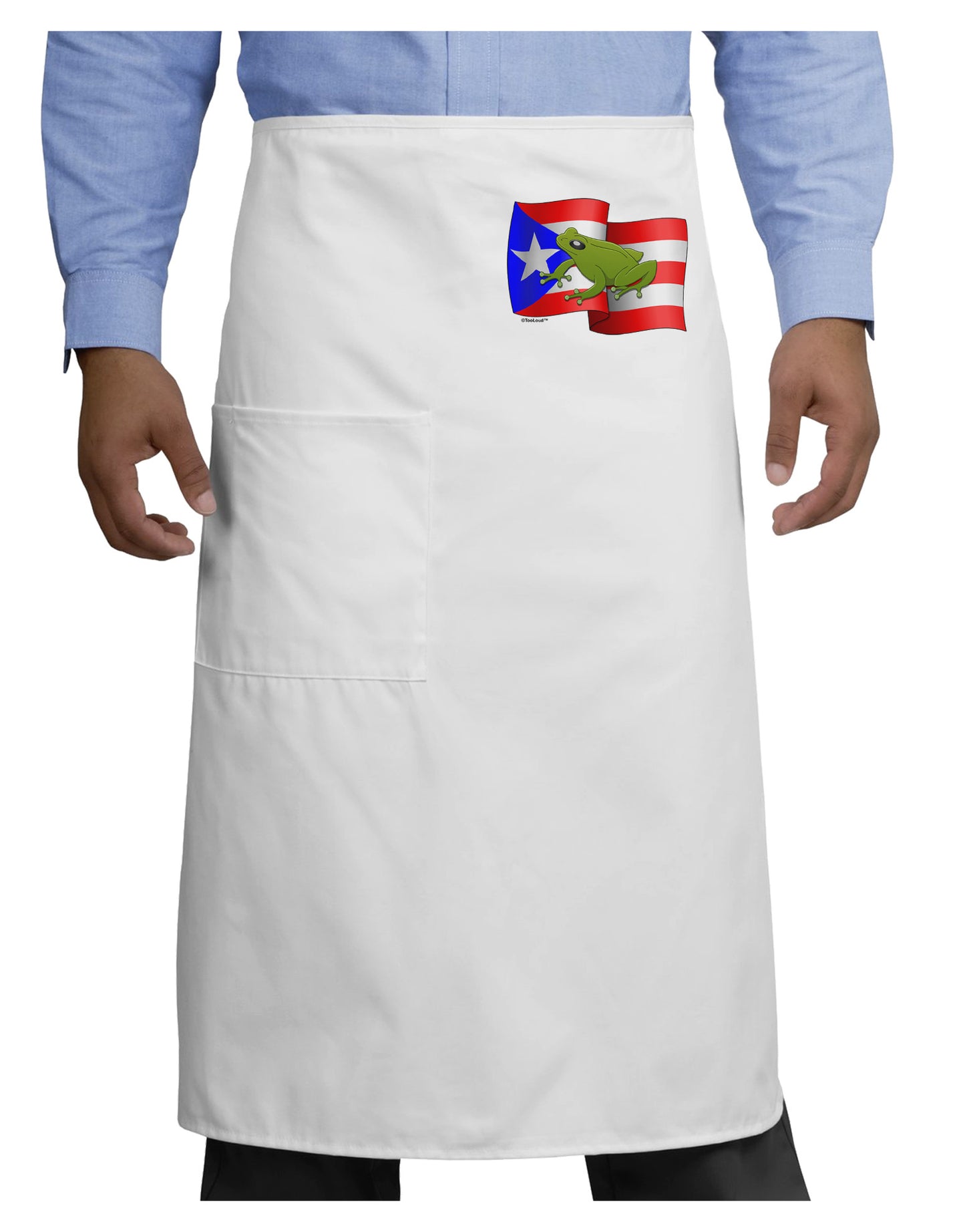 Puerto Rico Coqui Adult Bistro Apron-Bistro Apron-TooLoud-White-One-Size-Adult-Davson Sales