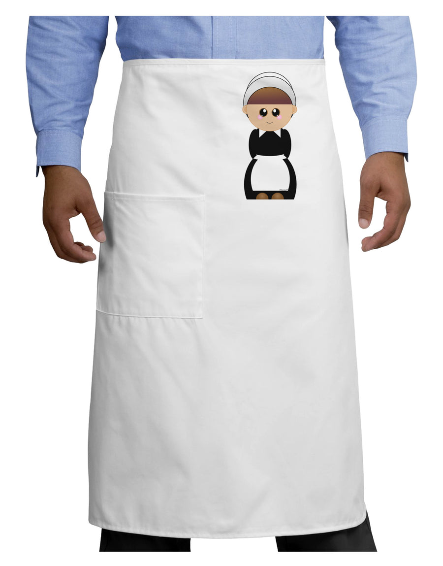 Cute Pilgrim Girl Thanksgiving Adult Bistro Apron-Bistro Apron-TooLoud-White-One-Size-Adult-Davson Sales