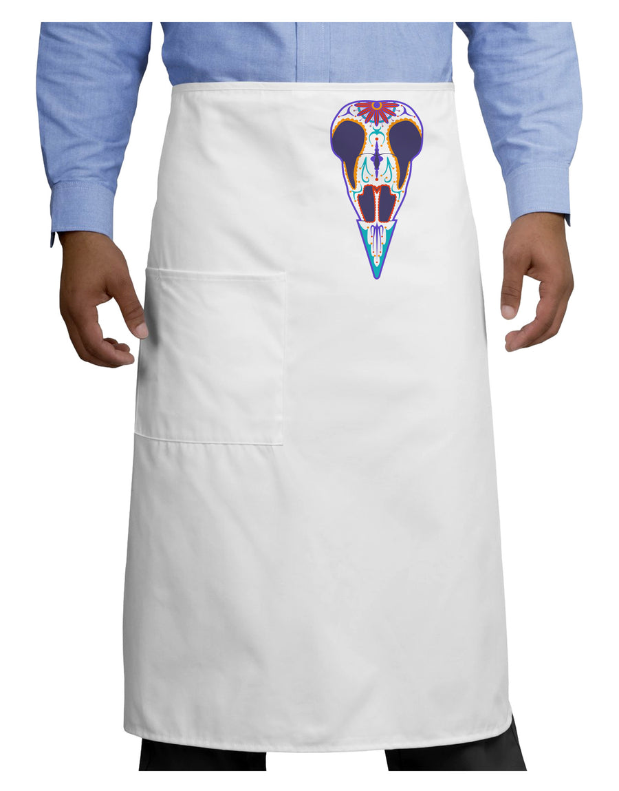 Colorful Mystic Bird Skull Calavera Day of the Dead Adult Bistro Apron-Bistro Apron-TooLoud-White-One-Size-Adult-Davson Sales