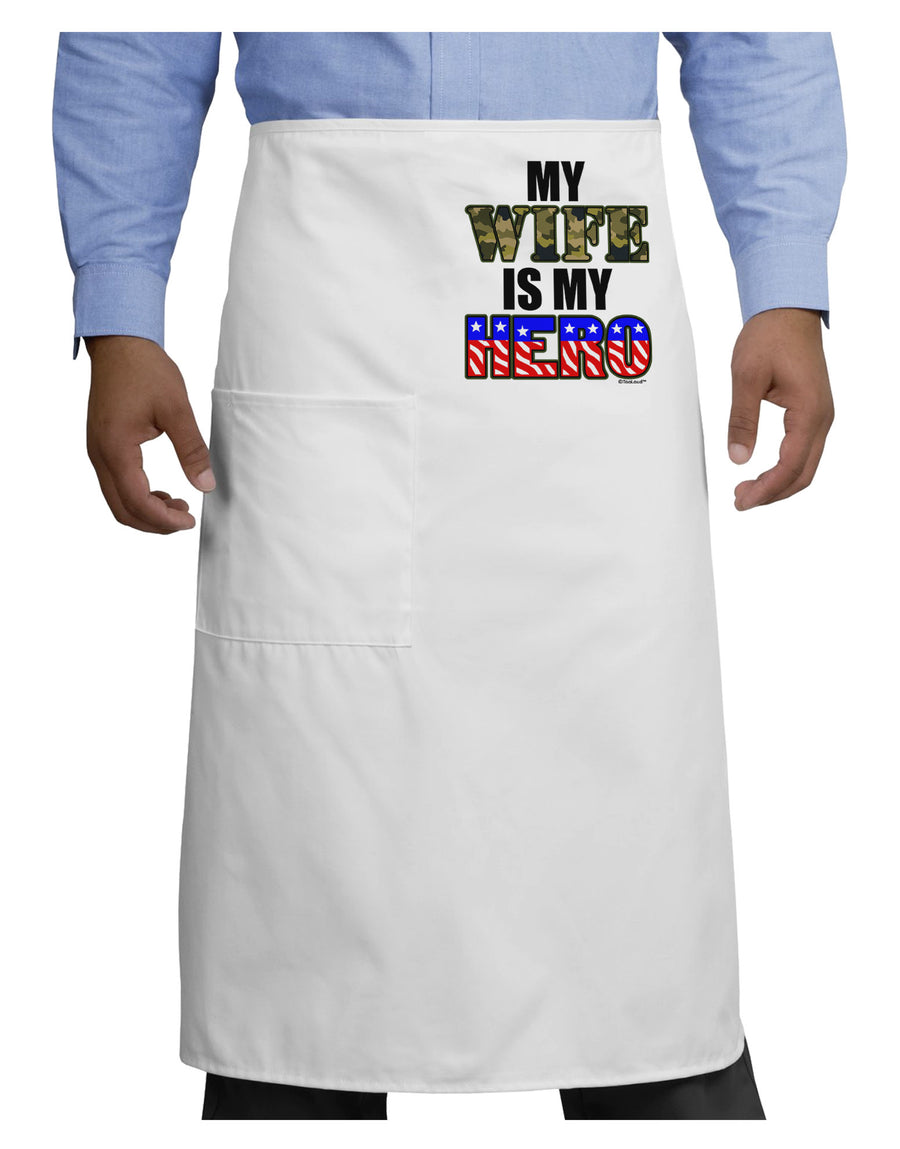 My Wife is My Hero - Armed Forces Adult Bistro Apron by TooLoud-Bistro Apron-TooLoud-White-One-Size-Adult-Davson Sales