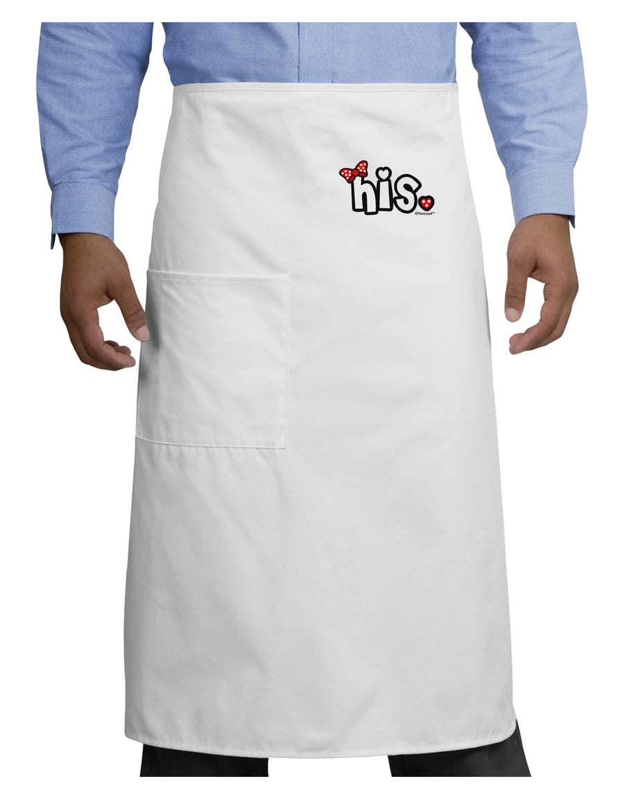 Matching His and Hers Design - His - Red Bow Adult Bistro Apron by TooLoud-Bistro Apron-TooLoud-White-One-Size-Adult-Davson Sales