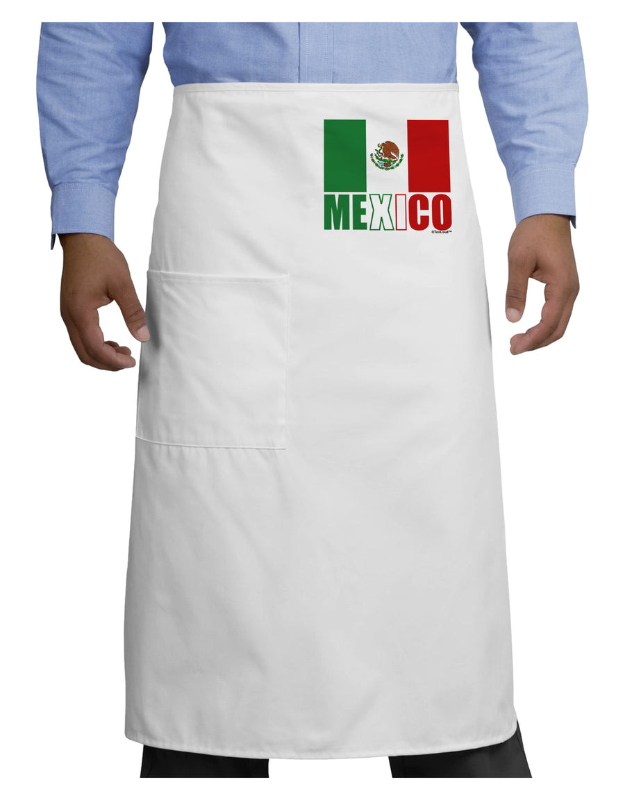 Mexican Flag - Mexico Text Adult Bistro Apron by TooLoud-Bistro Apron-TooLoud-White-One-Size-Adult-Davson Sales