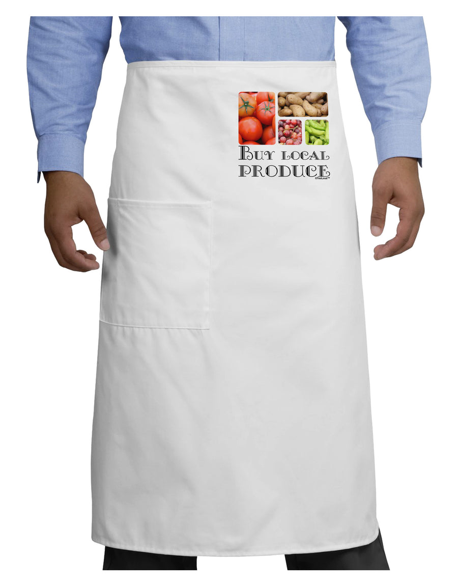 Buy Local Produce Text Adult Bistro Apron-Bistro Apron-TooLoud-White-One-Size-Adult-Davson Sales