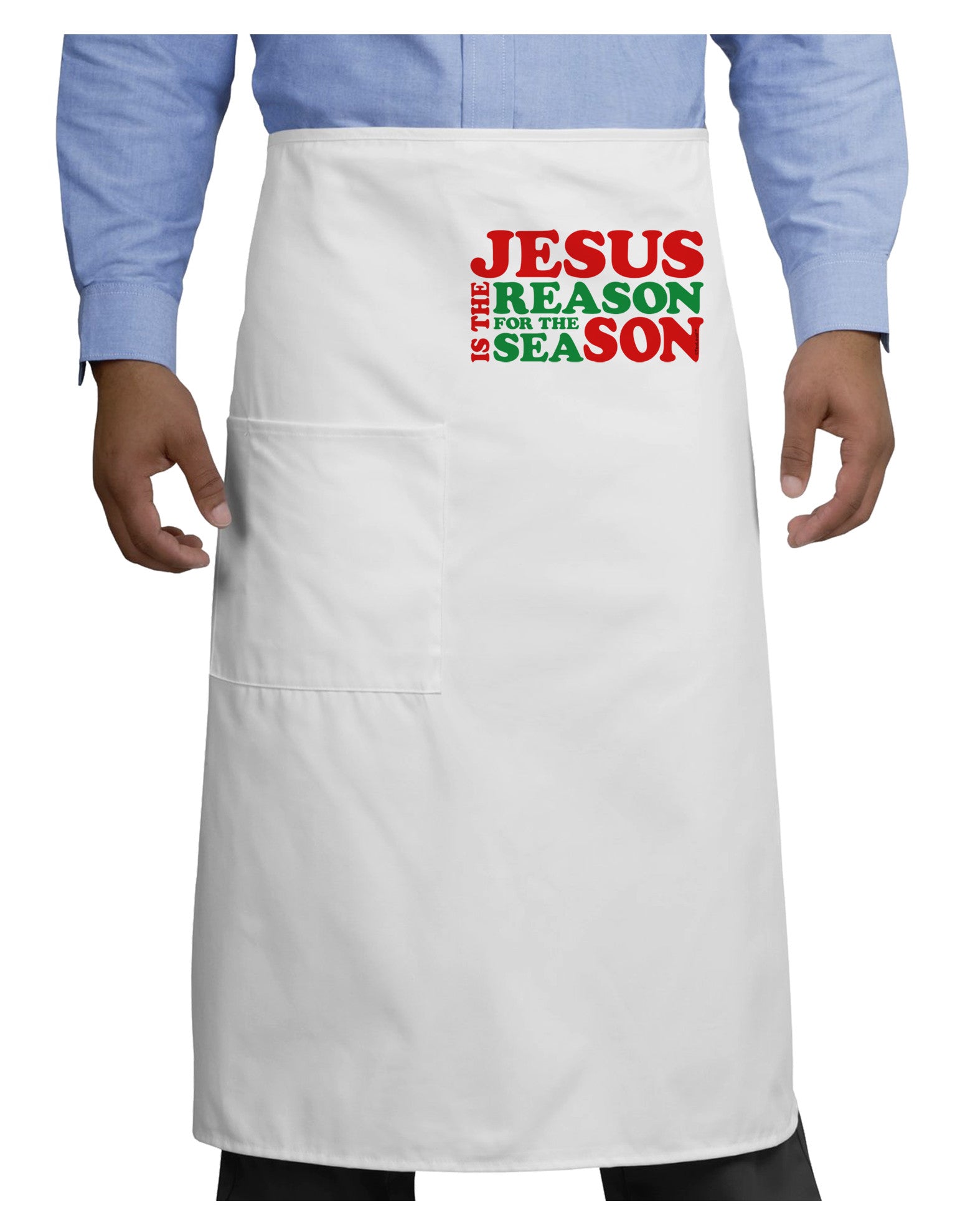 Jesus is the Reason for the Season Christmas Adult Bistro Apron-Bistro Apron-TooLoud-White-One-Size-Adult-Davson Sales