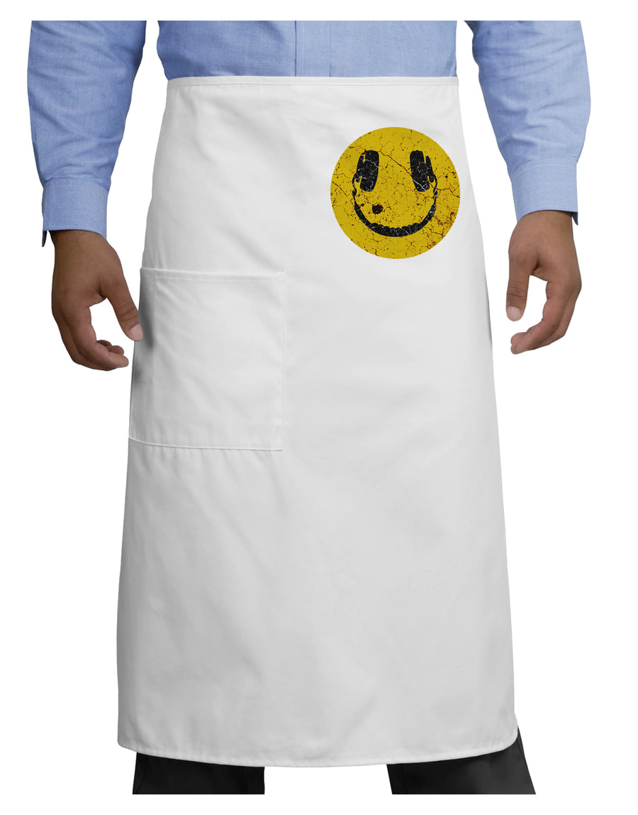 EDM Smiley Face Adult Bistro Apron by TooLoud-Bib Apron-TooLoud-White-One-Size-Adult-Davson Sales