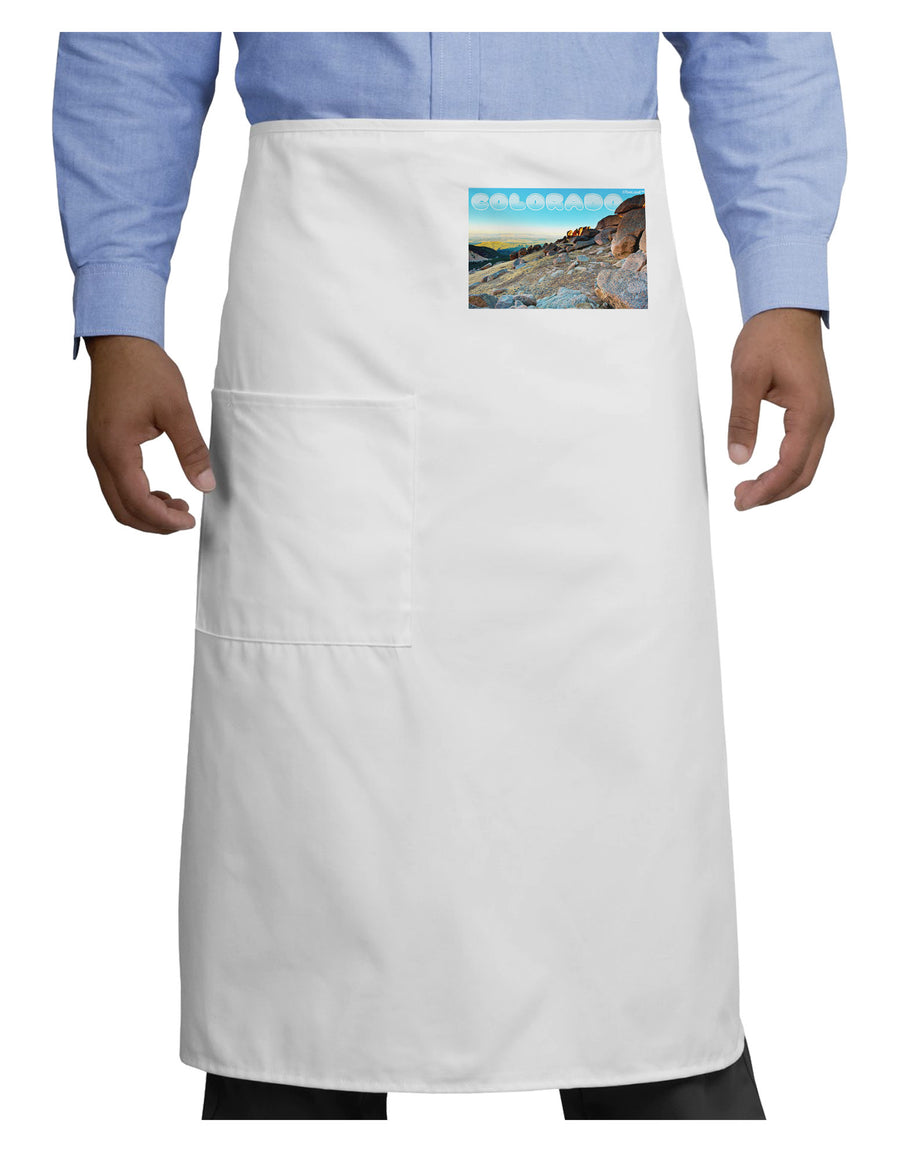 CO Rockies View with Text Adult Bistro Apron-Bistro Apron-TooLoud-White-One-Size-Adult-Davson Sales