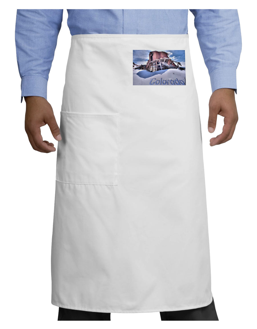 Victor Mines Colorado Text Adult Bistro Apron-Bistro Apron-TooLoud-White-One-Size-Adult-Davson Sales