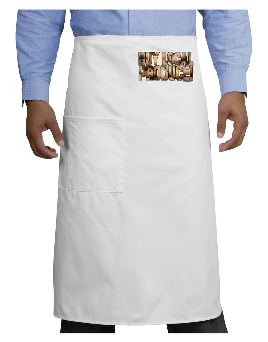 Buy Local Produce Potatoes Text Adult Bistro Apron-Bistro Apron-TooLoud-White-One-Size-Adult-Davson Sales