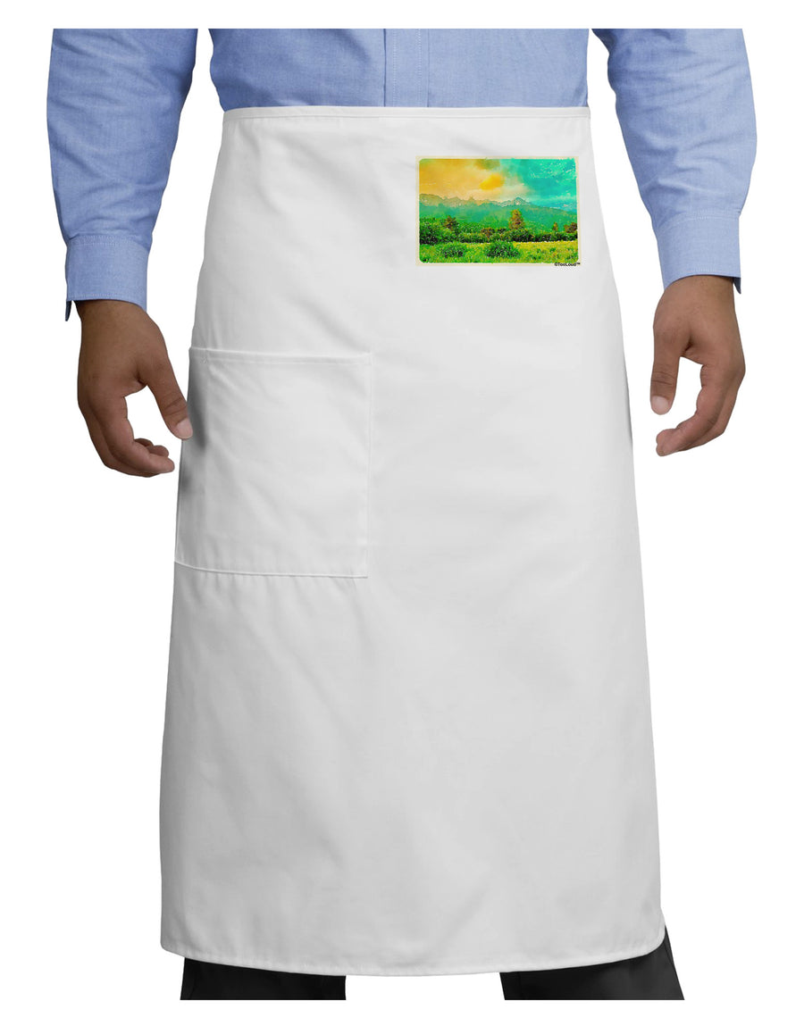 Mountain Sunset Watercolor Adult Bistro Apron-Bistro Apron-TooLoud-White-One-Size-Adult-Davson Sales