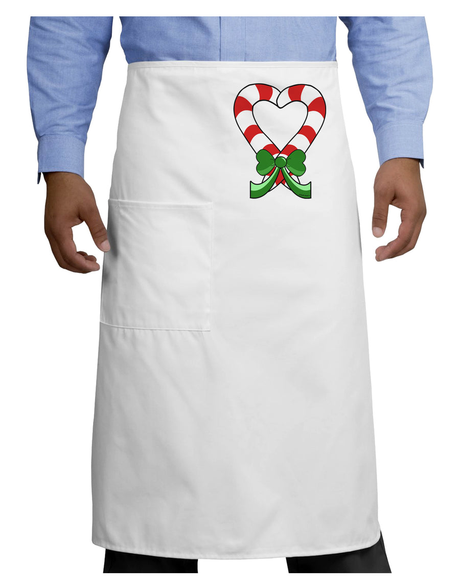 Candy Cane Heart Christmas Adult Bistro Apron-Bistro Apron-TooLoud-White-One-Size-Adult-Davson Sales