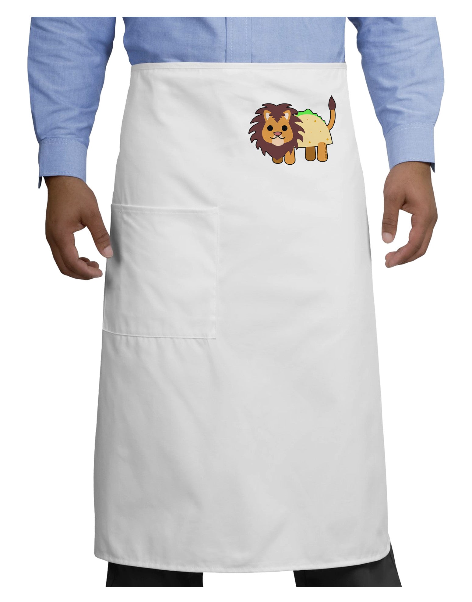 Cute Taco Lion Adult Bistro Apron-Bistro Apron-TooLoud-White-One-Size-Adult-Davson Sales
