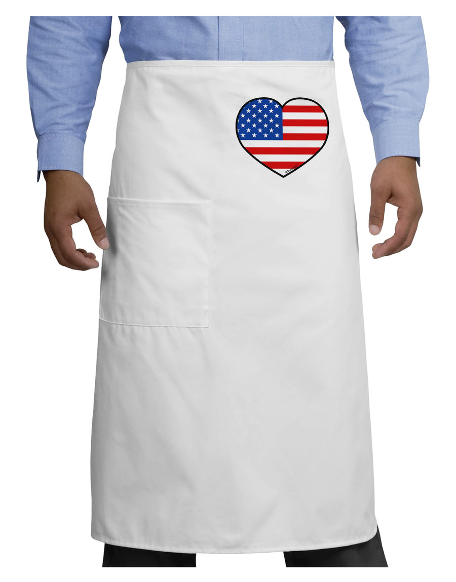 American Flag Heart Design Adult Bistro Apron by TooLoud-Bistro Apron-TooLoud-White-One-Size-Adult-Davson Sales