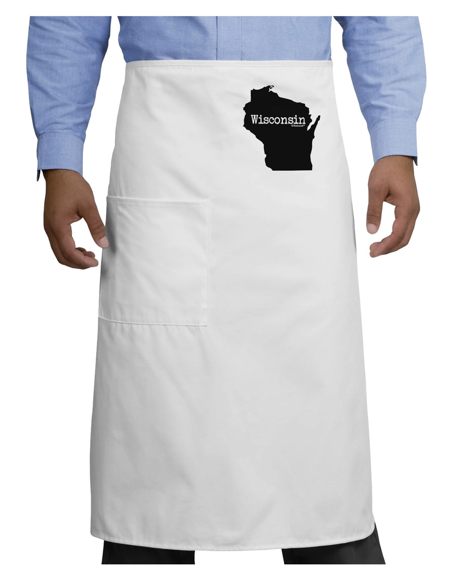 Wisconsin - United States Shape Adult Bistro Apron-Bistro Apron-TooLoud-White-One-Size-Adult-Davson Sales