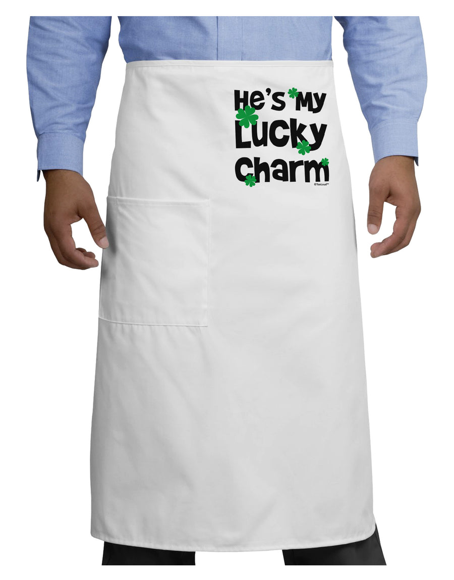 He's My Lucky Charm - Matching Couples Design Adult Bistro Apron by TooLoud-Bistro Apron-TooLoud-White-One-Size-Adult-Davson Sales