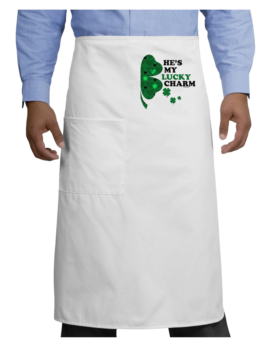 He's My Lucky Charm - Right Adult Bistro Apron-Bistro Apron-TooLoud-White-One-Size-Adult-Davson Sales