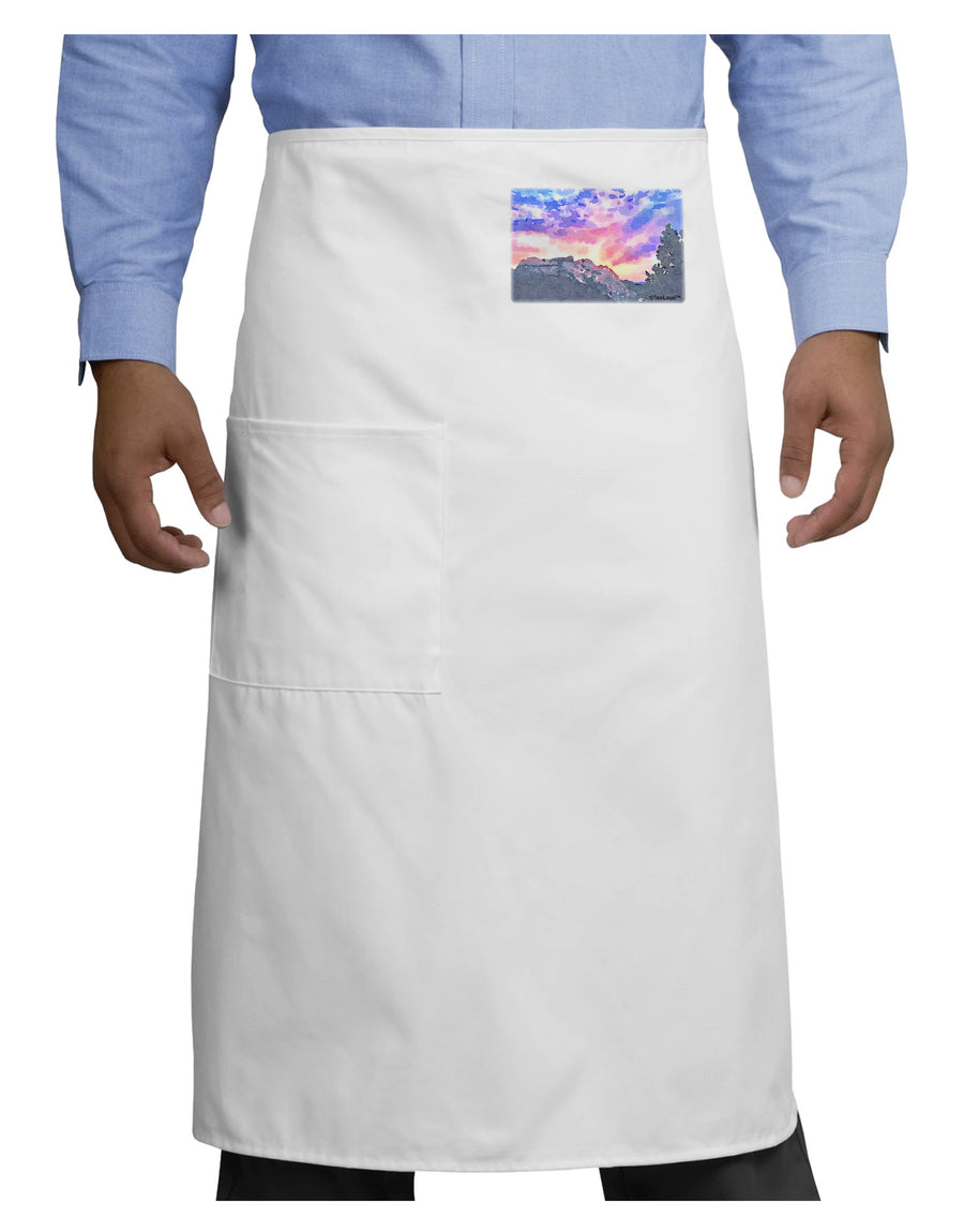 Colorado Rainbow Sunset Watercolor Adult Bistro Apron-Bistro Apron-TooLoud-White-One-Size-Adult-Davson Sales