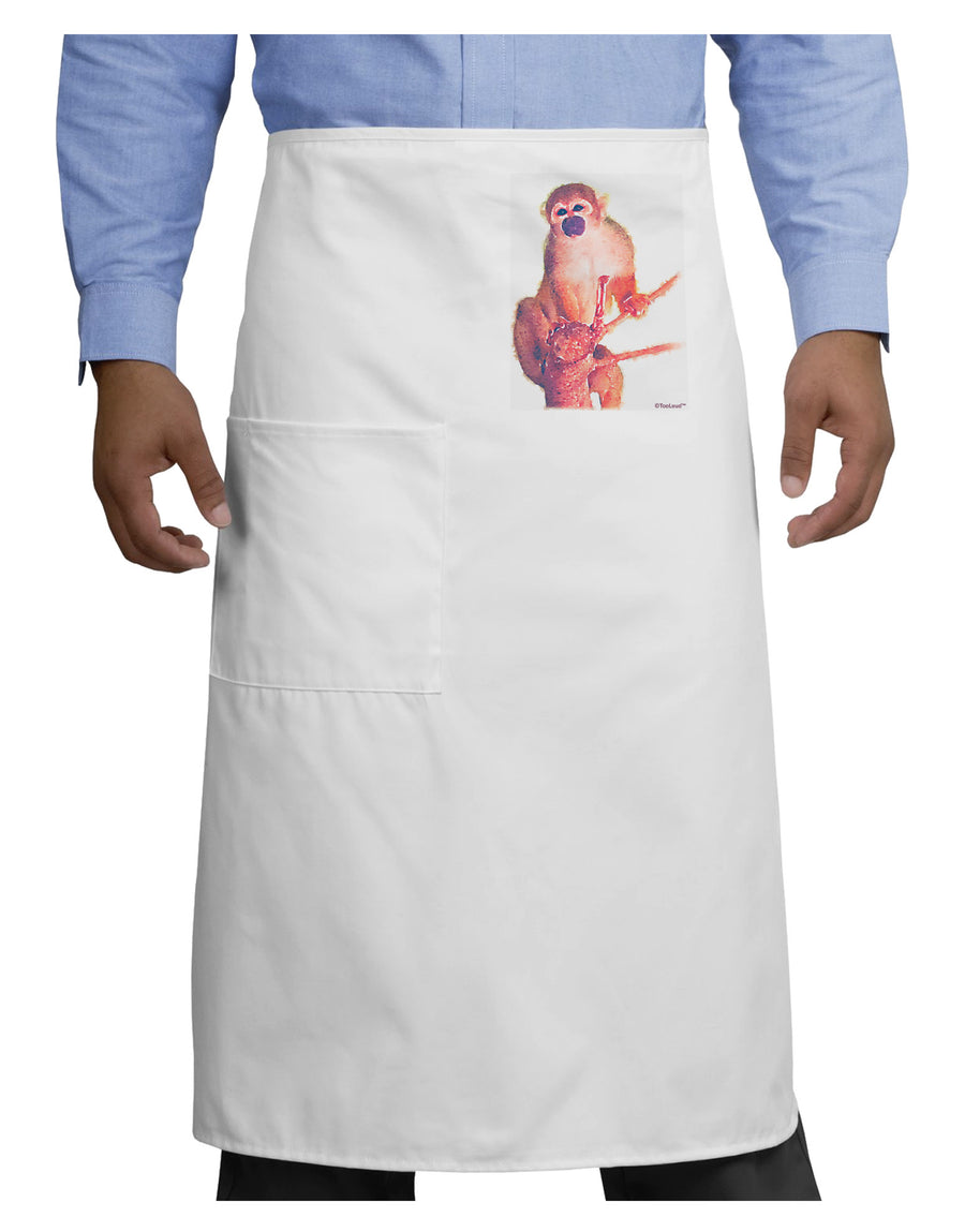 Monkey in Tree Watercolor Adult Bistro Apron-Bistro Apron-TooLoud-White-One-Size-Adult-Davson Sales