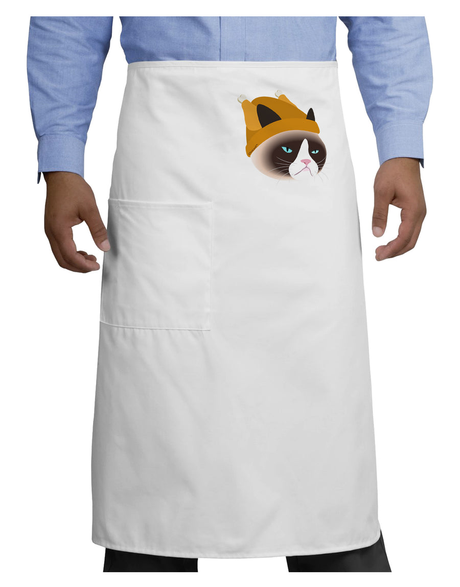 Disgruntled Cat Wearing Turkey Hat Adult Bistro Apron by-Bistro Apron-TooLoud-White-One-Size-Adult-Davson Sales