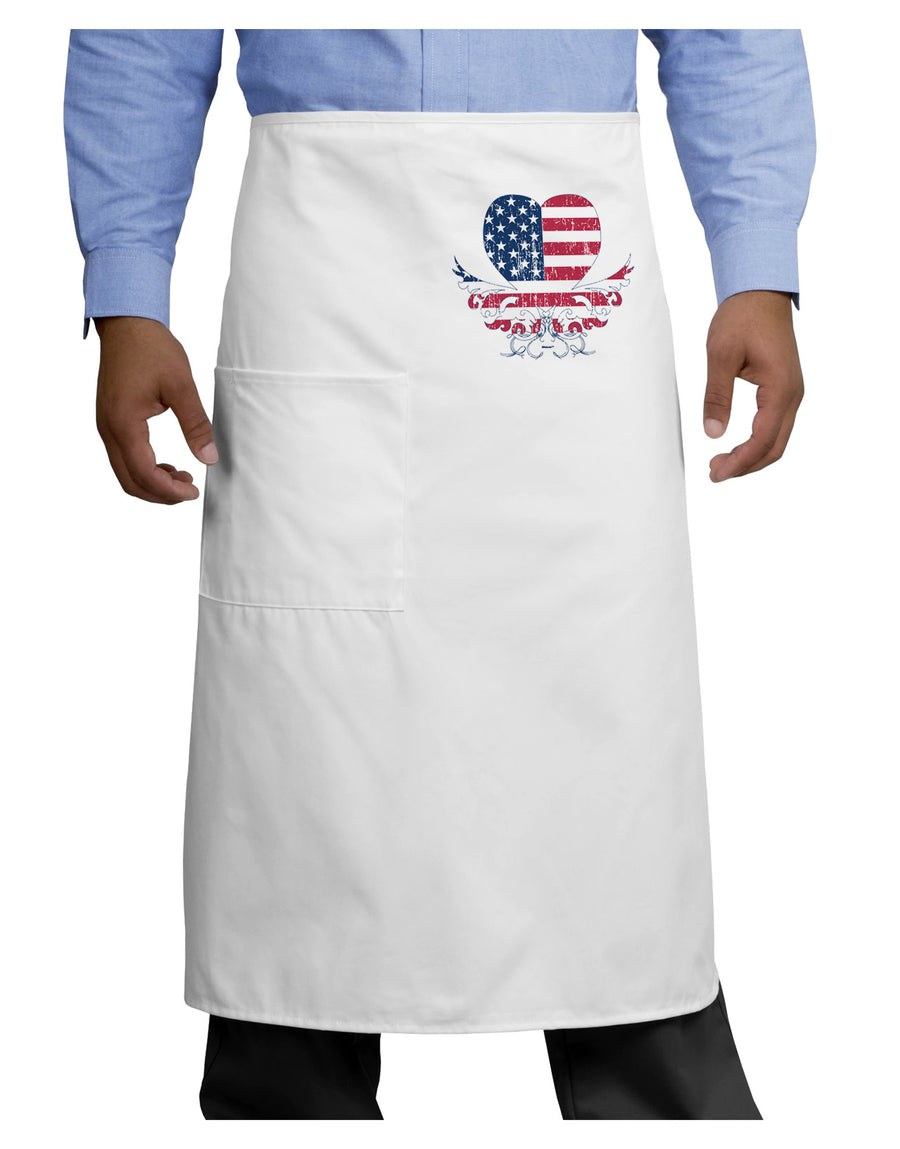 American Flag Decorative Floral Heart Vintage Adult Bistro Apron-Bistro Apron-TooLoud-White-One-Size-Adult-Davson Sales