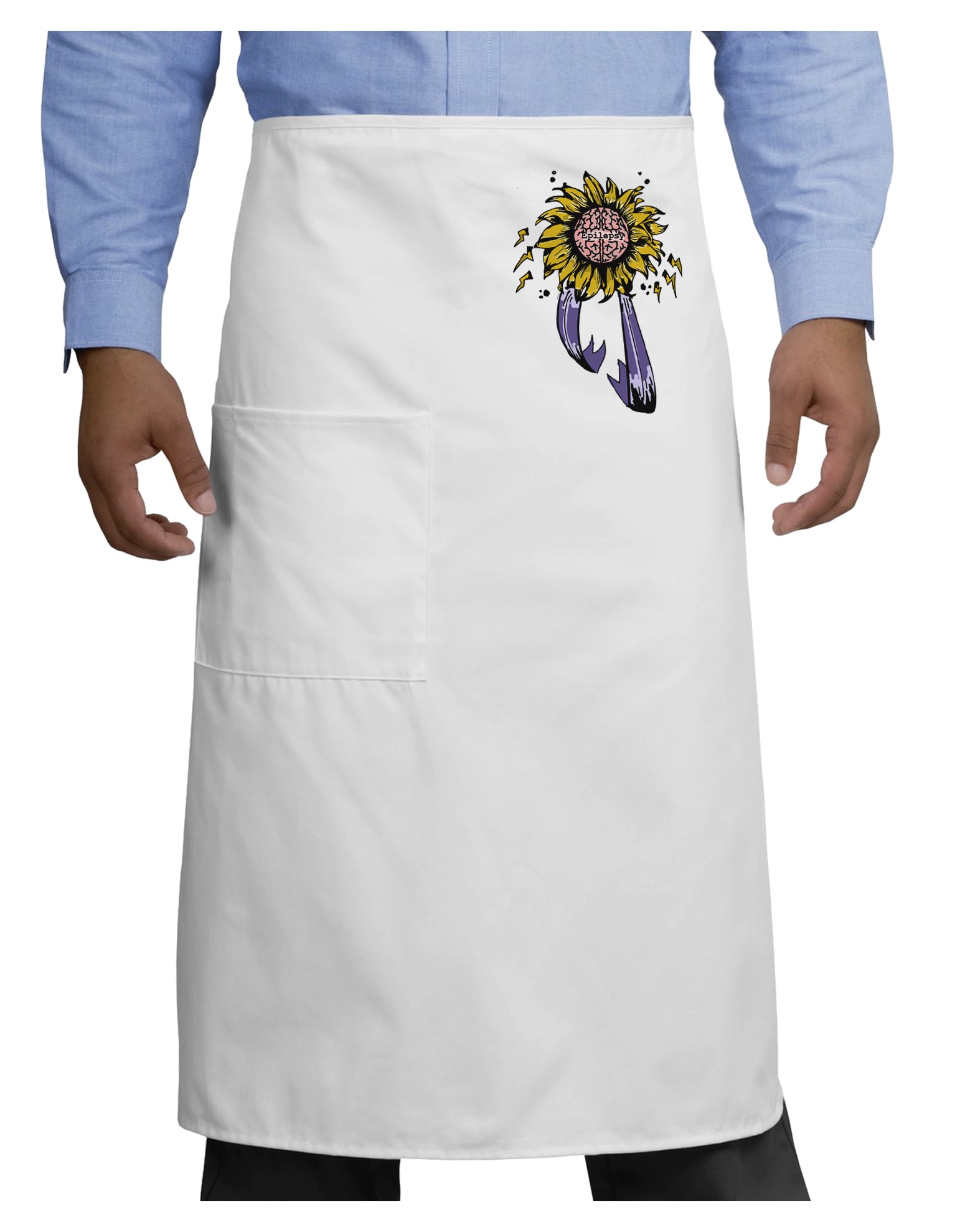 Epilepsy Awareness Adult Bistro Apron-Bistro Apron-TooLoud-White-One-Size-Adult-Davson Sales