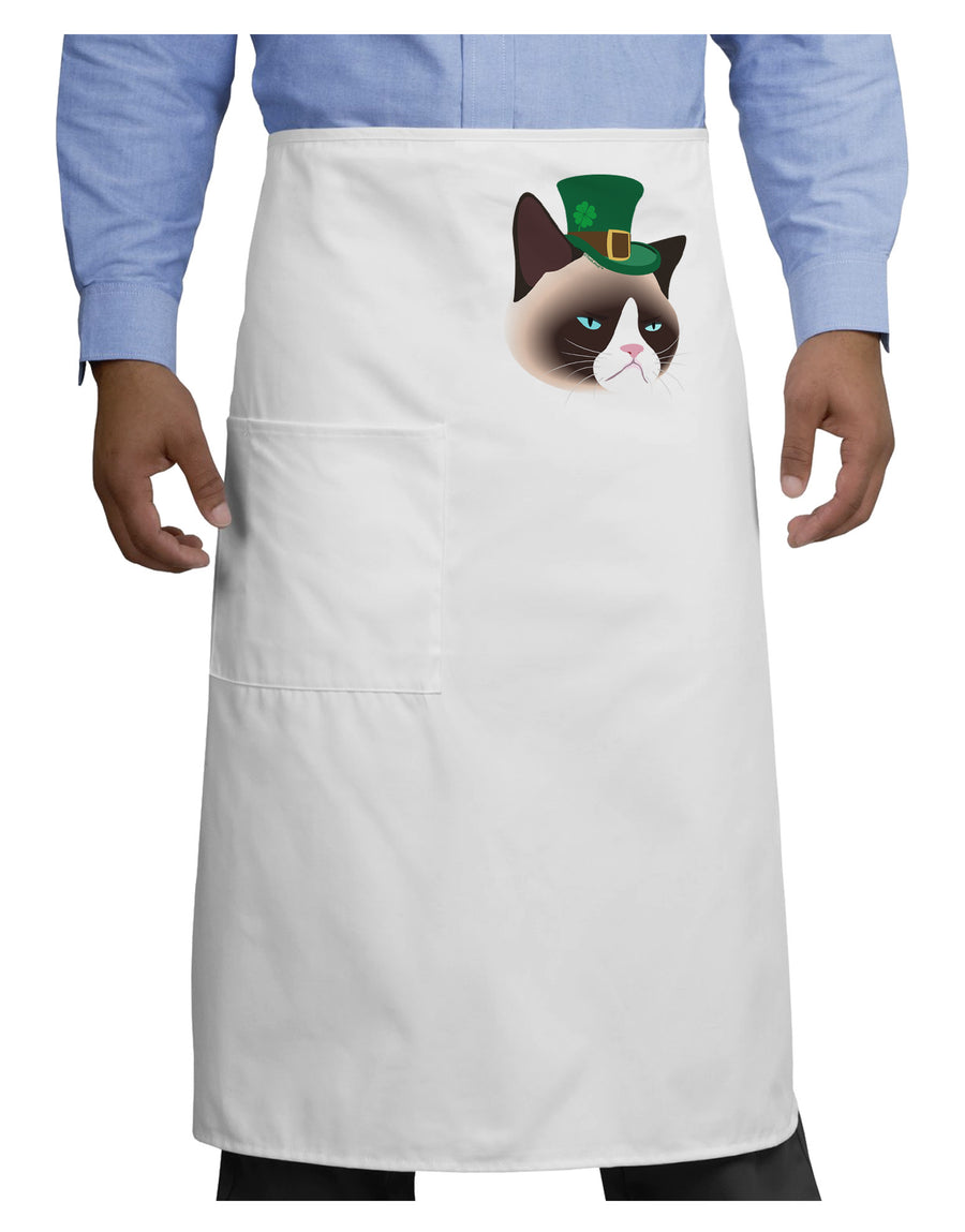 Leprechaun Disgruntled Cat Adult Bistro Apron-Bistro Apron-TooLoud-White-One-Size-Adult-Davson Sales