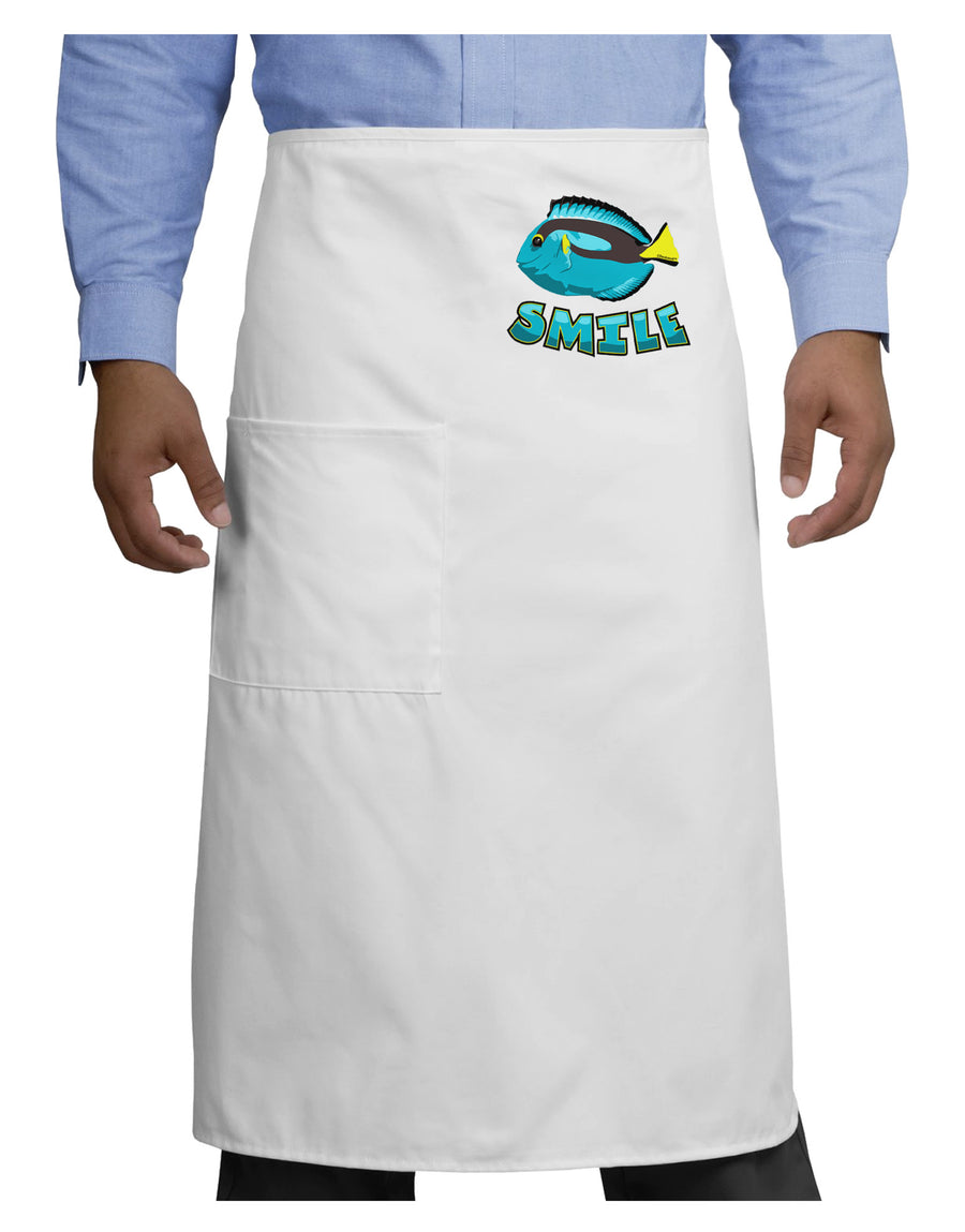 Blue Tang Fish - Smile Adult Bistro Apron-Bistro Apron-TooLoud-White-One-Size-Adult-Davson Sales