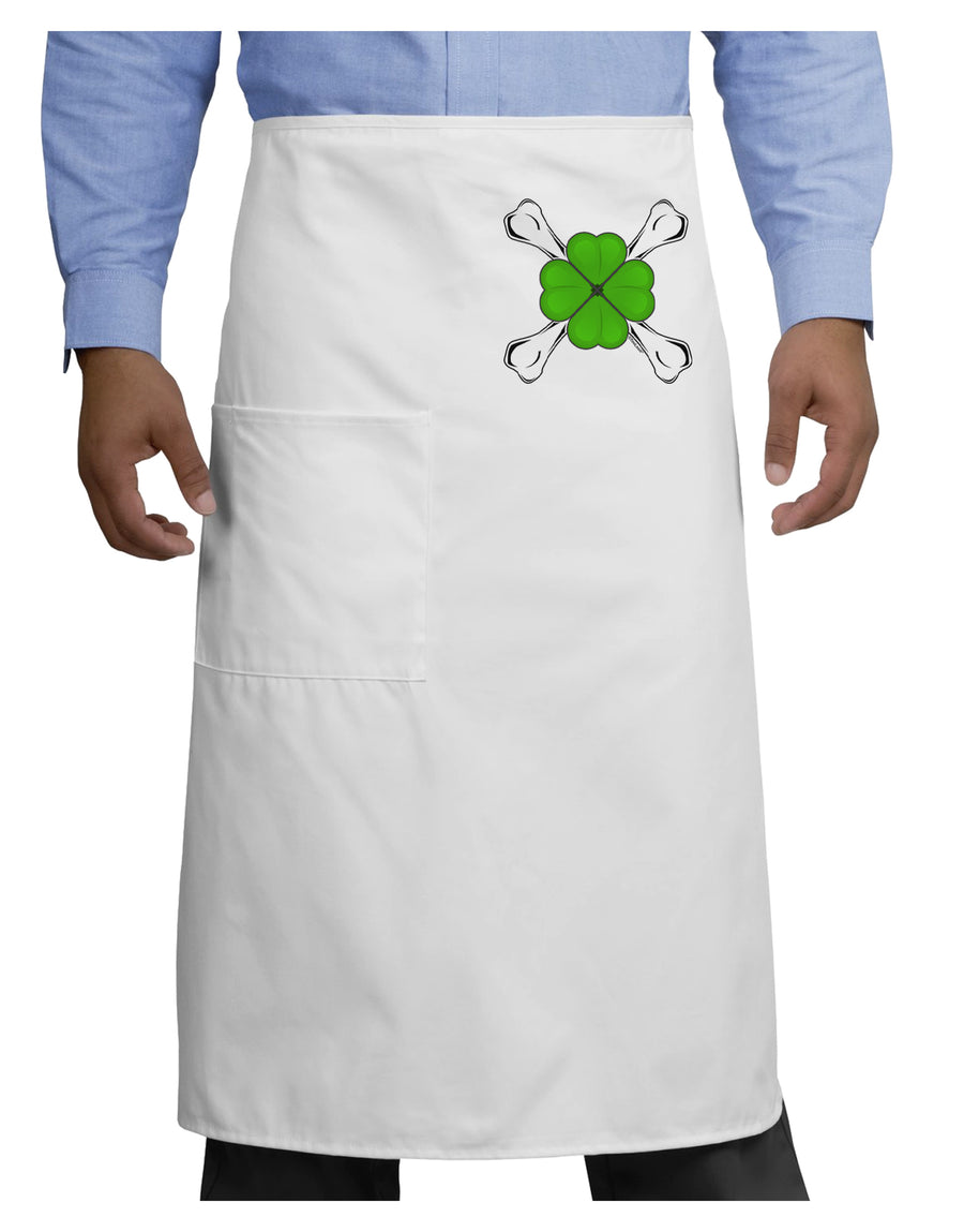 Clover and Crossbones Adult Bistro Apron by TooLoud-Bib Apron-TooLoud-White-One-Size-Adult-Davson Sales