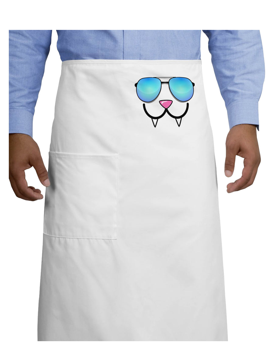 Kyu-T Face - Fangs Cool Sunglasses Adult Bistro Apron-Bistro Apron-TooLoud-White-One-Size-Adult-Davson Sales