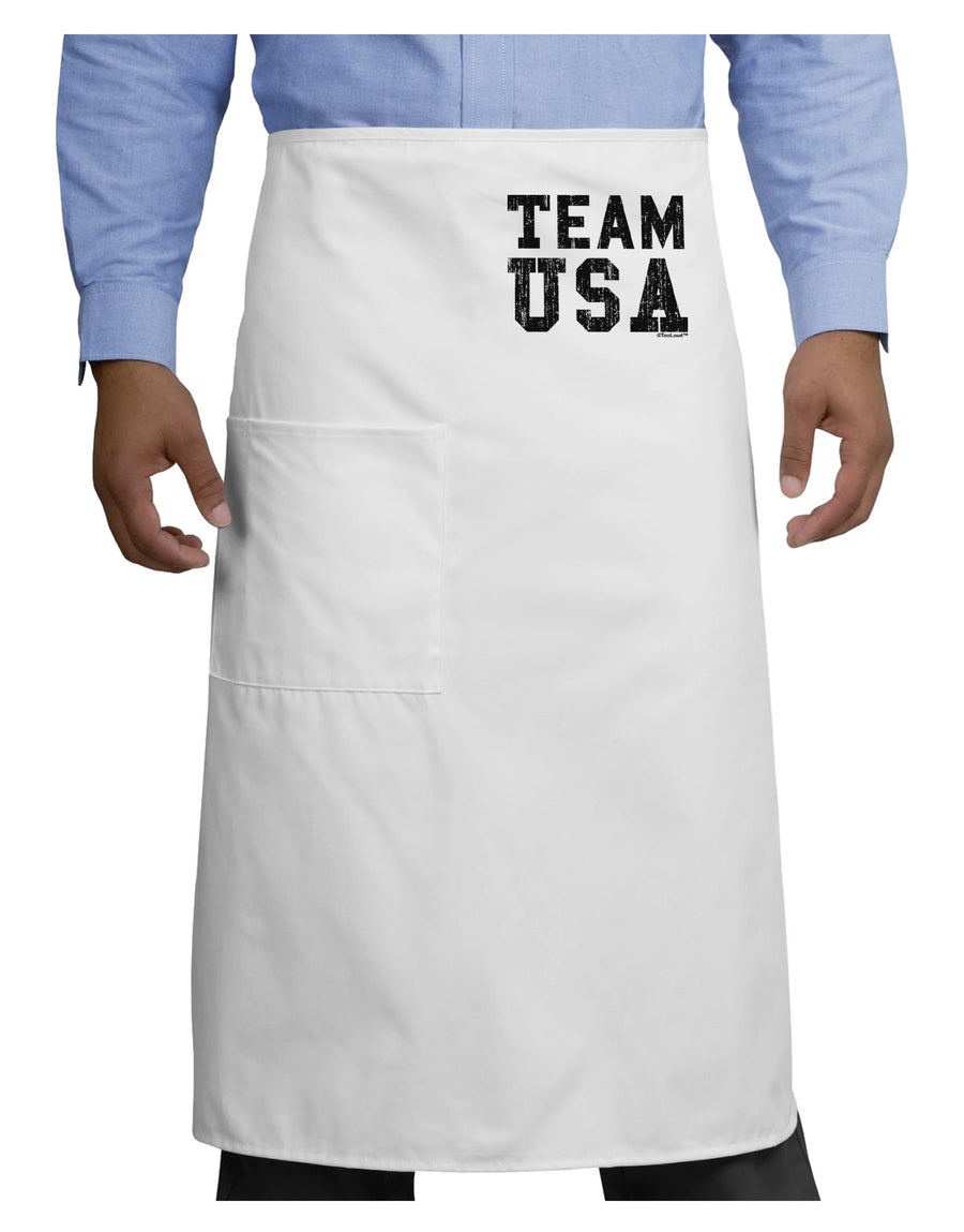 Team USA Distressed Text Adult Bistro Apron-Bistro Apron-TooLoud-White-One-Size-Adult-Davson Sales