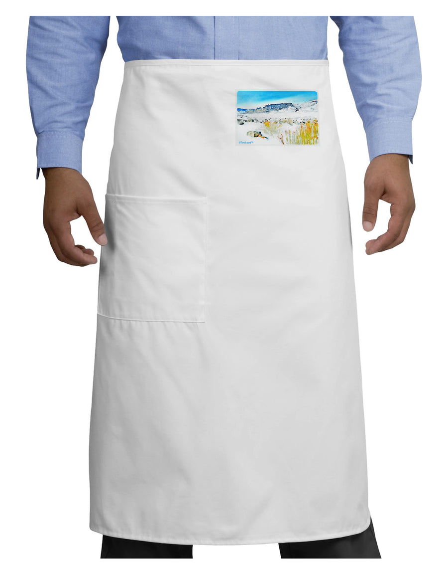 CO Snow Scene Watercolor Adult Bistro Apron-Bistro Apron-TooLoud-White-One-Size-Adult-Davson Sales