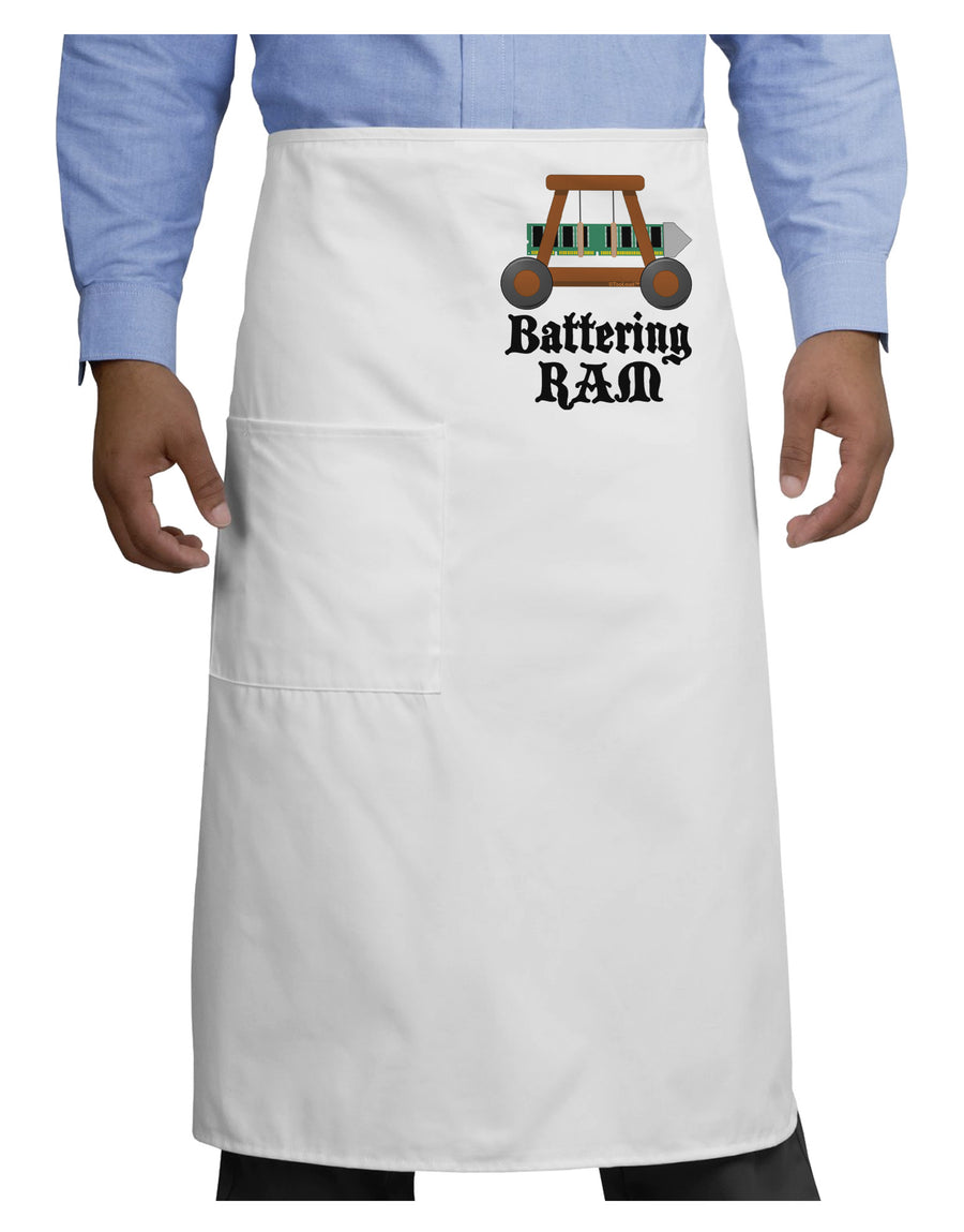 Battering RAM Text Adult Bistro Apron-Bistro Apron-TooLoud-White-One-Size-Adult-Davson Sales