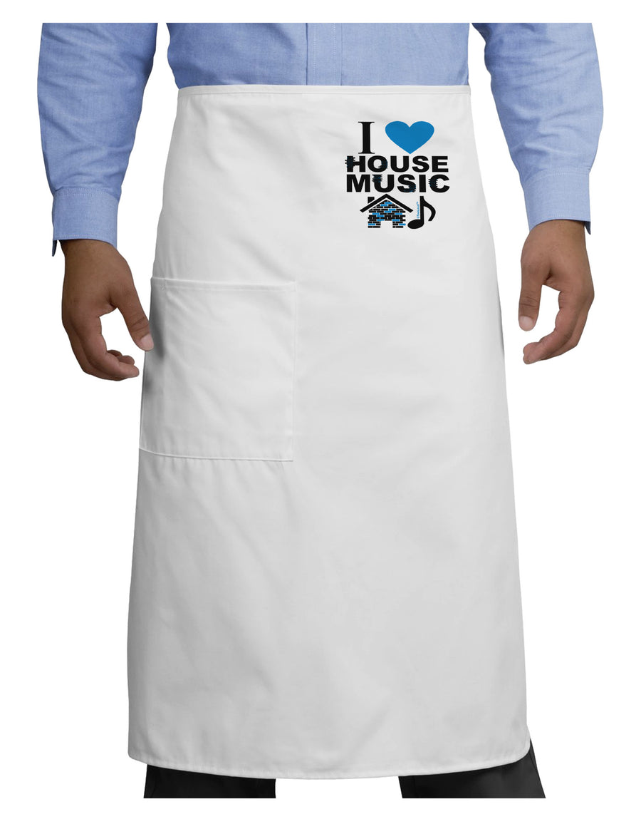 I Love House Blue Adult Bistro Apron-Bistro Apron-TooLoud-White-One-Size-Adult-Davson Sales