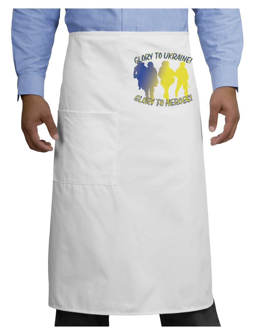 Glory to Ukraine Glory to Heroes Adult Bistro Apron White One-Size Too