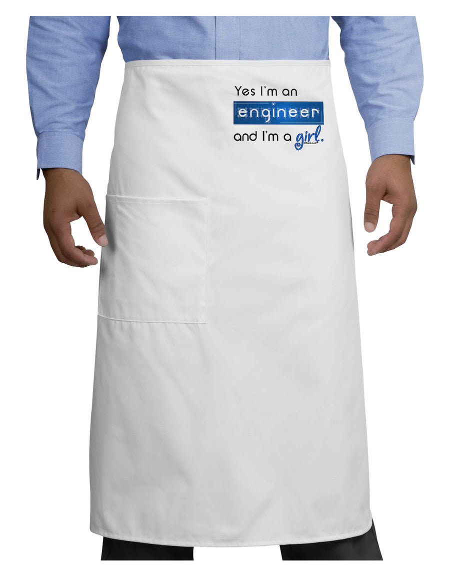 TooLoud Yes I am a Engineer Girl Adult Bistro Apron-Bistro Apron-TooLoud-White-One-Size-Adult-Davson Sales